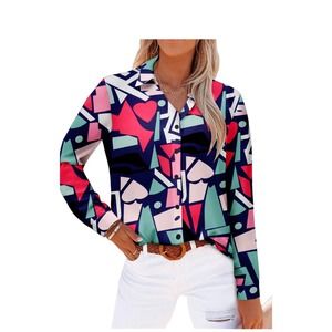 Woman’s Lightweight Button Down Blouse , Long Sleeve (Size XXL)